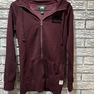 Roots Relaxed fit tunic length Women's Maroon Zip-Up Hoodie